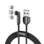 PORODO 3in1 ROTATING CONNECTOR BRAIDED MAGNETIC CABLE-MICRO USB-LIGHTNING-TYPE C-1M
