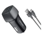 PORODO 50W DUAL PORT CAR CHARGER USB-C TO USB-C CABLE INCLUDED