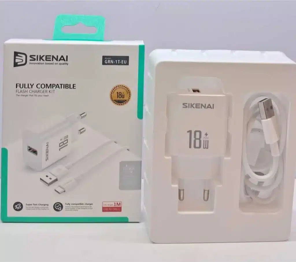 SIKENAI GRN-1M-EU 18W FLASH CHARGER WALL ADAPTER WITH 1METER CABLE - Image 1