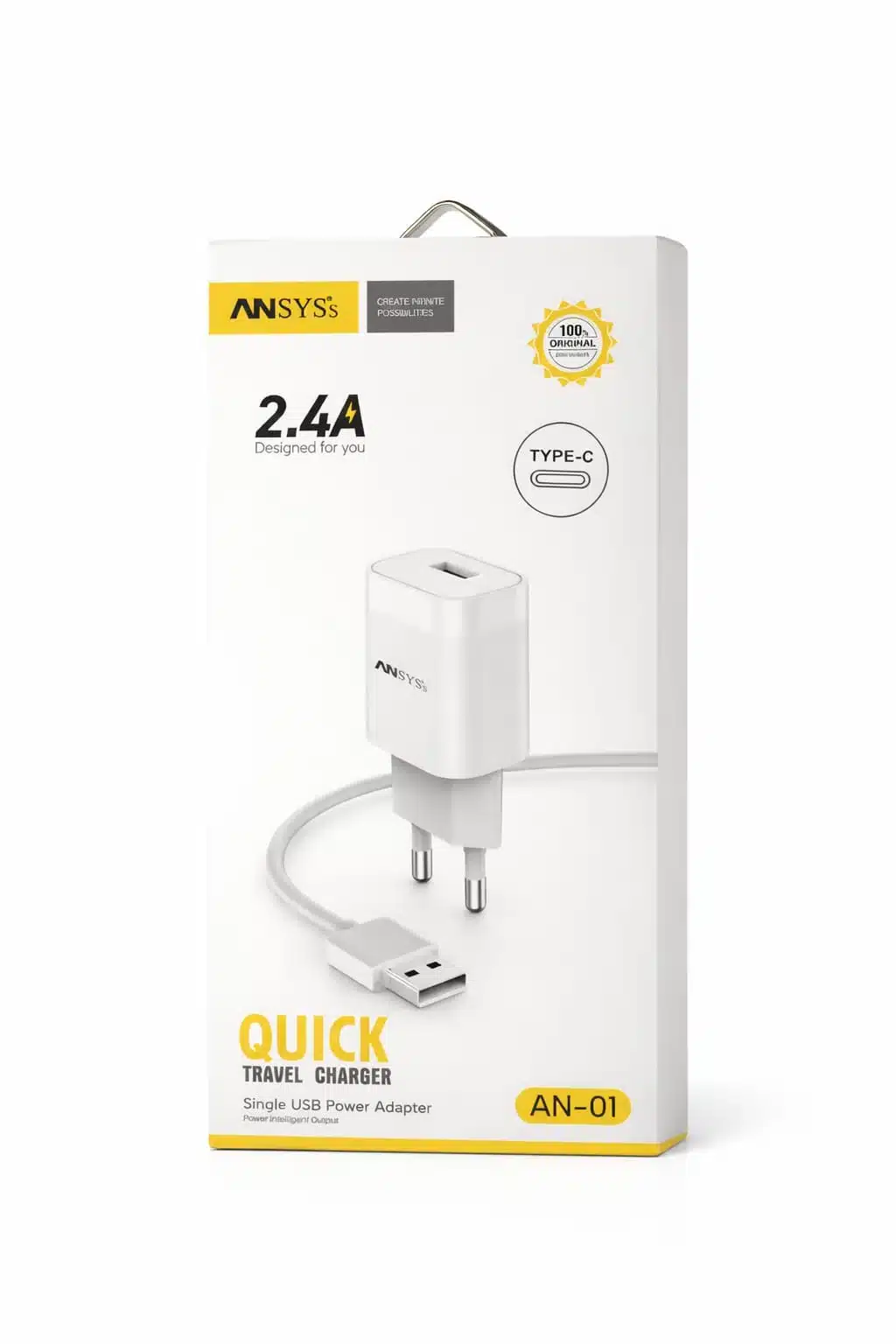 Ansys Quick Travel Charger 2.4a Type-c An-01 - Image 1