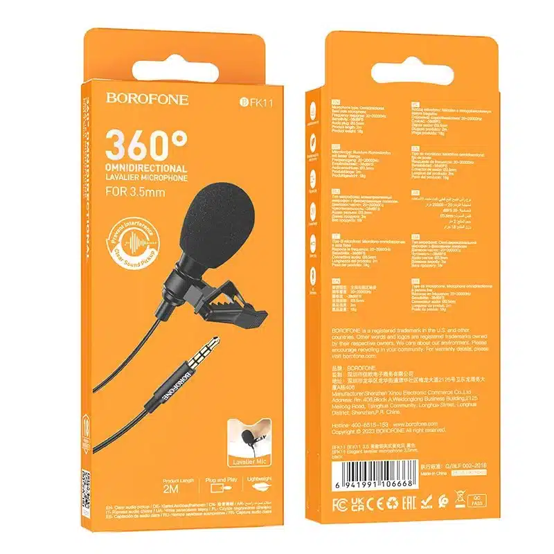Borofone Bfk11 Elegant Omnidirectional Microphone Designed Specifically For Devices With 3.5mm Audio Port - Image 1