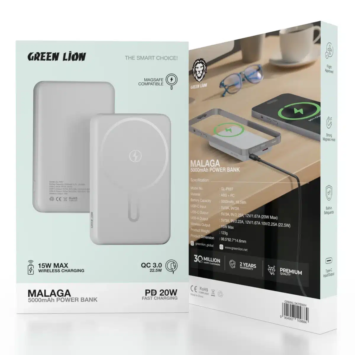 green lion power bank MALAGA 10000mah 15w wireless charging magsafe compatibile - Image 3