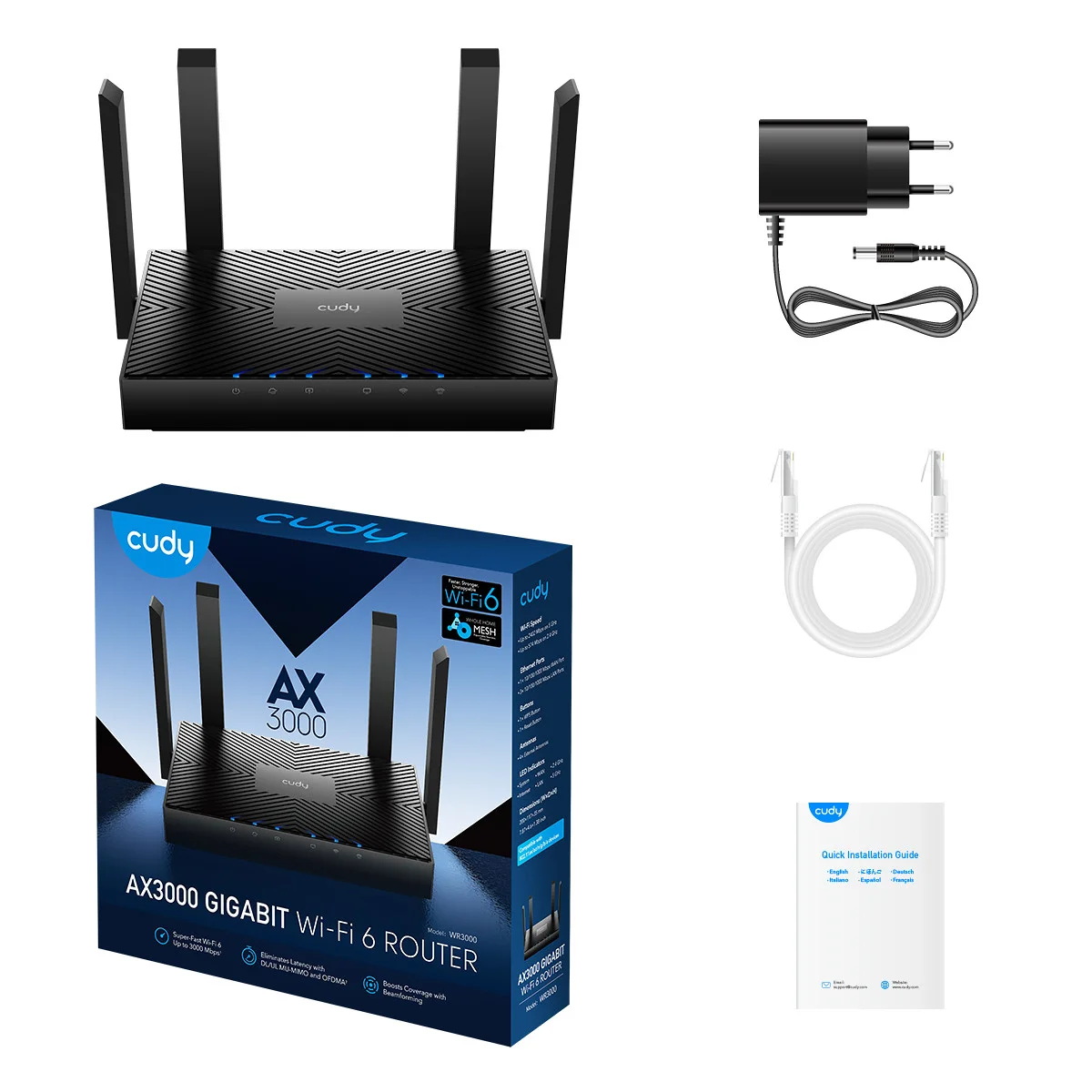 Cudy – AX3000 Gigabit Wi-Fi 6 Mesh Router | WR3000 Cudy - AX3000 Gigabit Wi-Fi 6 Mesh Router | WR3000 - Image 1