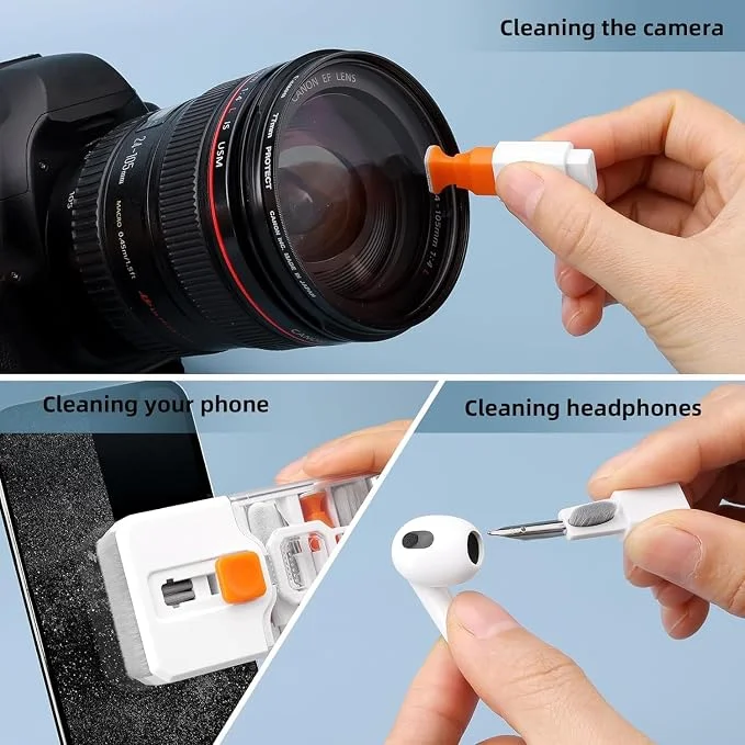 Hoco 10 in 1 Cleaning Kit Computer Screen Brush Tool, Multi-Function Electronic Cleaner Spray for Screen, PCs, Monitors, Keyboards, Desktop, MacBooks, Mobile, iPhones, Earbuds, and Camera - White - Image 5