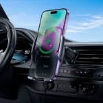 Hoco -CA202 Plus Enlightener, wireless charging in-car phone holder, 5W / 7.5W / 10W / 15W output, 4.5 – 7 inches mobile phones, 200mAh battery, automatic clamping, for air outlet - Image 2