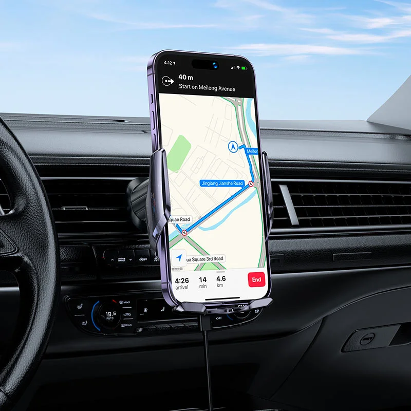 Hoco -CA202 Plus Enlightener, wireless charging in-car phone holder, 5W / 7.5W / 10W / 15W output, 4.5 – 7 inches mobile phones, 200mAh battery, automatic clamping, for air outlet - Image 7
