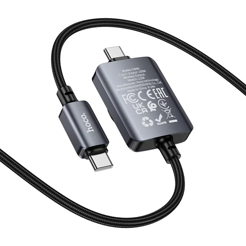Hoco CW66 is a 2-in-1 charging cable featuring a USB Type-C connector and a built-in magnetic wireless charging module for the Apple Watch - Image 2
