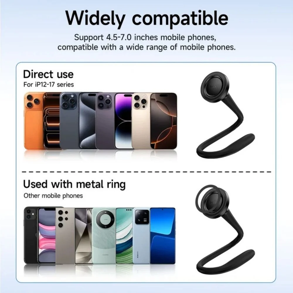 Hoco H96 is a highly versatile, magnetic flexible gooseneck phone mount designed for multi-scene use. It features a built-in magnetic ring base that mimics MagSafe functionality, paired with a long, - Image 3
