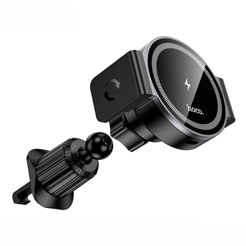 Hoco hw35 2 in 1 magnetic fast charging clamp fixation car holder - It delivers up to 15W of wireless charging power and suits 6.1 to 7.0-inch phones like the iPhone 12–16 series. - Image 1