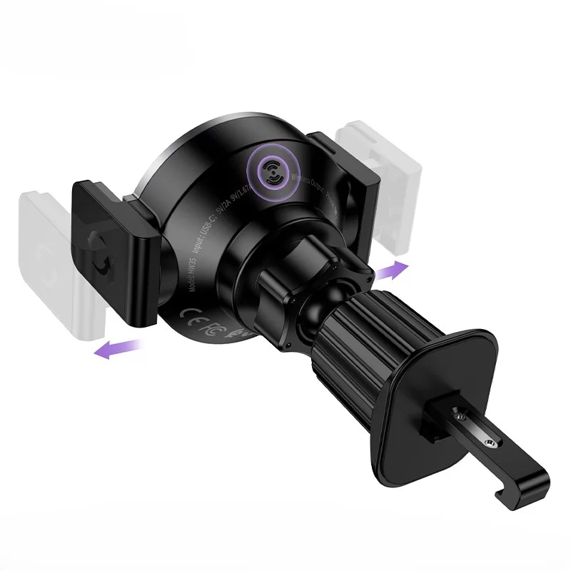 Hoco hw35 2 in 1 magnetic fast charging clamp fixation car holder - It delivers up to 15W of wireless charging power and suits 6.1 to 7.0-inch phones like the iPhone 12–16 series. - Image 4