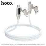 Hoco U152 is a versatile 4-in-1 fast 240 w -charging and data cable featuring a built-in LED digital display that shows real-time charging wattage - Image 5