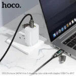 Hoco U152 is a versatile 4-in-1 fast 240 w -charging and data cable featuring a built-in LED digital display that shows real-time charging wattage - Image 2