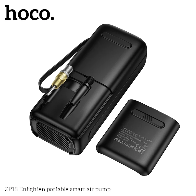 HOCO ZP18 Enlighten Portable Smart Air Pump With Trachea Black - Image 5