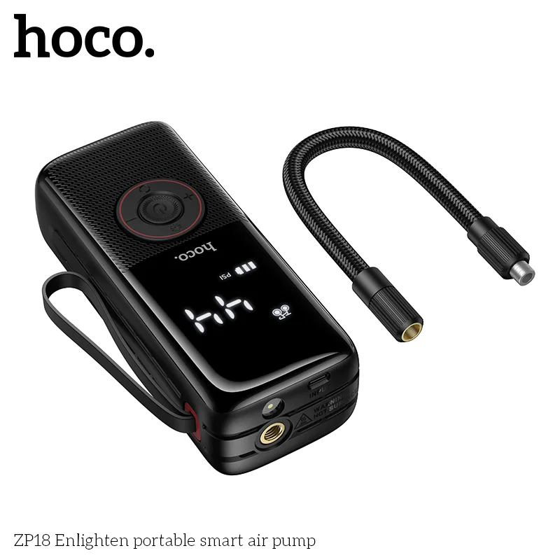 HOCO ZP18 Enlighten Portable Smart Air Pump With Trachea Black - Image 4