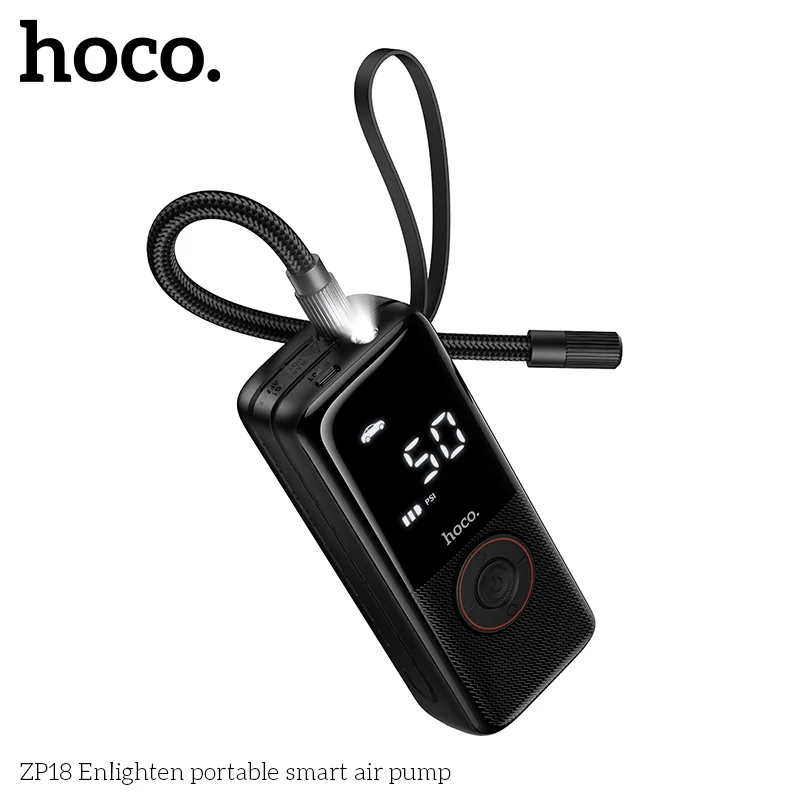 HOCO ZP18 Enlighten Portable Smart Air Pump With Trachea Black - Image 7