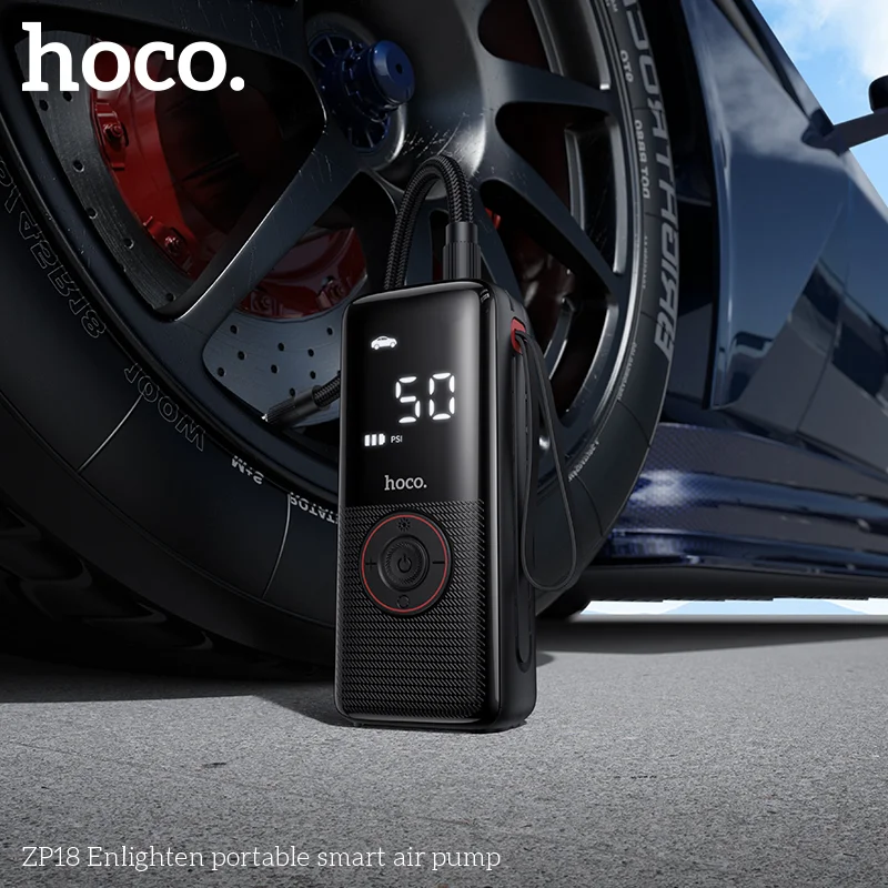 HOCO ZP18 Enlighten Portable Smart Air Pump With Trachea Black - Image 8