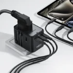 The ACEFAST Charging Adapter Z8 - Travel Plug Adapter - is a 2500W universal AC socket and 45W - GaN fast charger featuring five USB ports (3x USB-C and 2x USB-A) and interchangeable EU, US, UK, and AU plugs for global use - Image 2