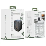 The Acefast Z10 is a 100W - GaN desktop power station featuring a smart color display and four fast-charging outputs, including multiple USB-C and USB-A ports alongside a built-in retractable flexible cable - Image 2
