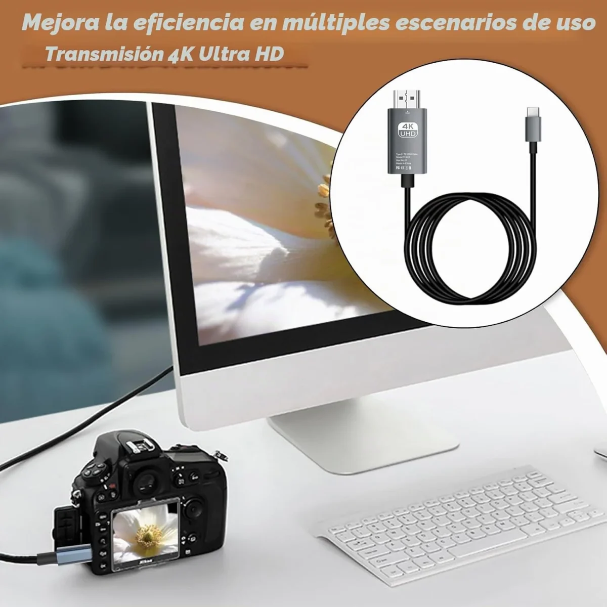 USB C To HDTV Adapter - Type C To HD TV Cord Converter Cable 4K-30Hz Ultra HD Projection Cable For Mobile Phone Laptop Shared Screen - Image 3