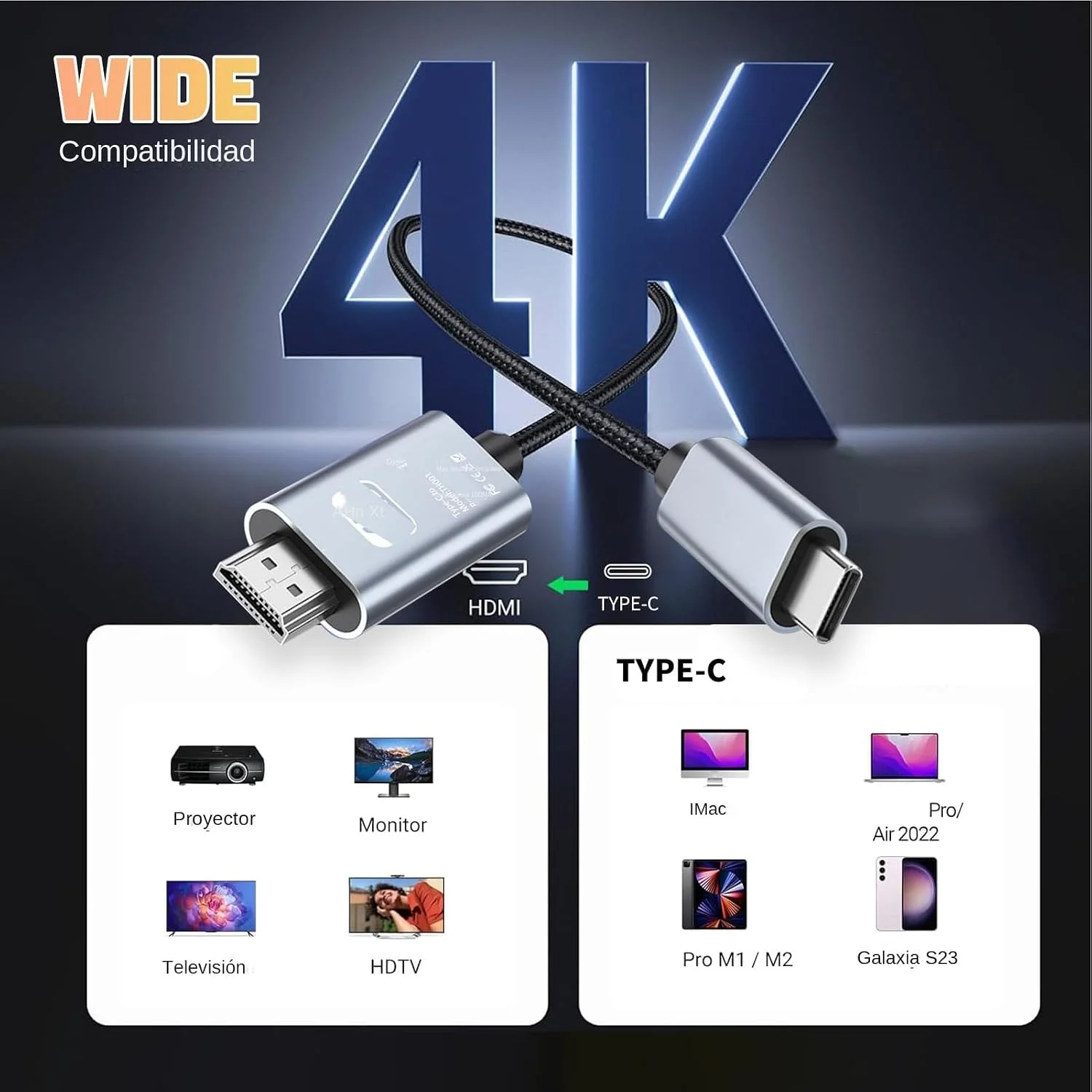 USB C To HDTV Adapter – Type C To HD TV Cord Converter Cable 4K-30Hz Ultra HD Projection Cable For Mobile Phone Laptop Shared Screen USB C To HDTV Adapter - Type C To HD TV Cord Converter Cable 4K-30Hz Ultra HD Projection Cable For Mobile Phone Laptop Shared Screen - Image 1