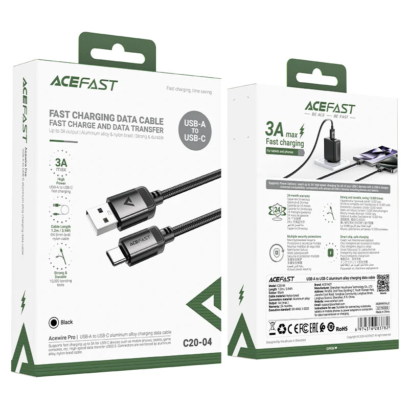acefast fast charging data cable usb a to usb c c20-04 - Image 4