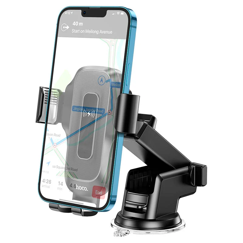 HOCO - HW3 Wise, wireless charging in-car phone holder, 5W / 7.5W / 10W / 15W output, 4.5 – 7 inches mobile phones, automatic clamping, for dashboard - Image 4