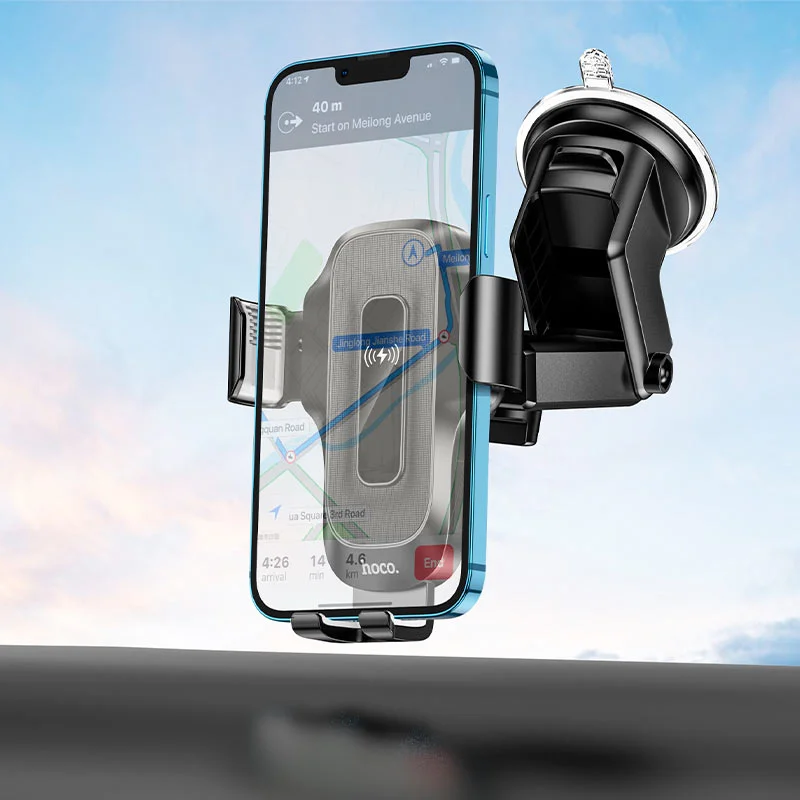HOCO - HW3 Wise, wireless charging in-car phone holder, 5W / 7.5W / 10W / 15W output, 4.5 – 7 inches mobile phones, automatic clamping, for dashboard - Image 6