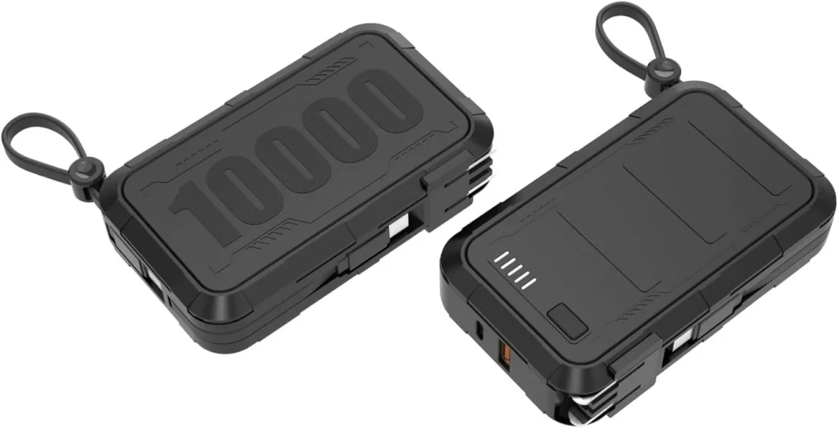 Porodo 10000mAh Wall Charger Power Bank Type-C USB A Ports, Integrated Type-C & Lightning Head Cables, UK plug, PD 20W, 22.5W Fast Charge, Simultaneous Charging, Lightweight - Black - Image 3