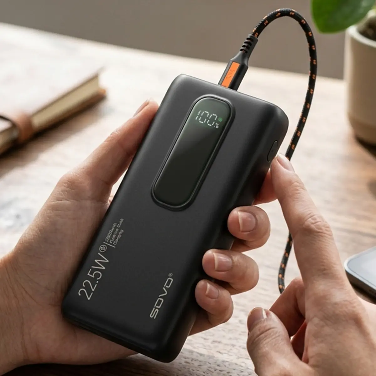 SOVO PD-34 is a 20000mAh high-speed power bank with 22.5W output and Quick Charge support, suitable for fast charging smartphones, tablets, and other devices. - Image 2